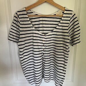 Sezane Milo T-shirt Vert Tilleul - Size L White with stripes
